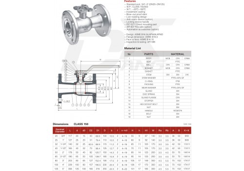 1-PC BALL VALVE FLANG END DIRECT MOUNTING PAD